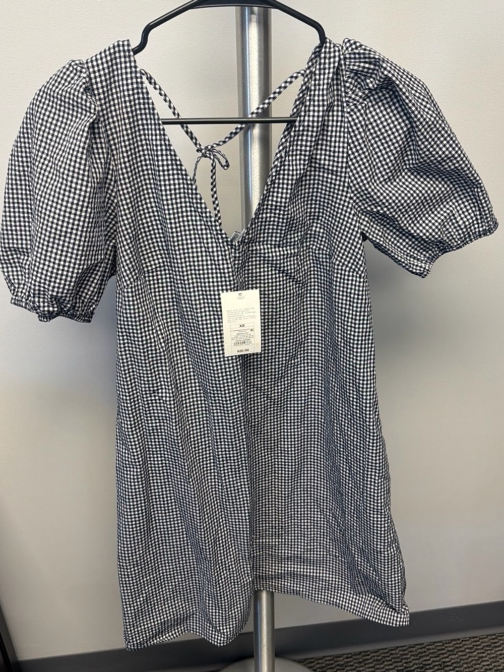 a new day Black & White Gingham Puff-Sleeve Mini Dress